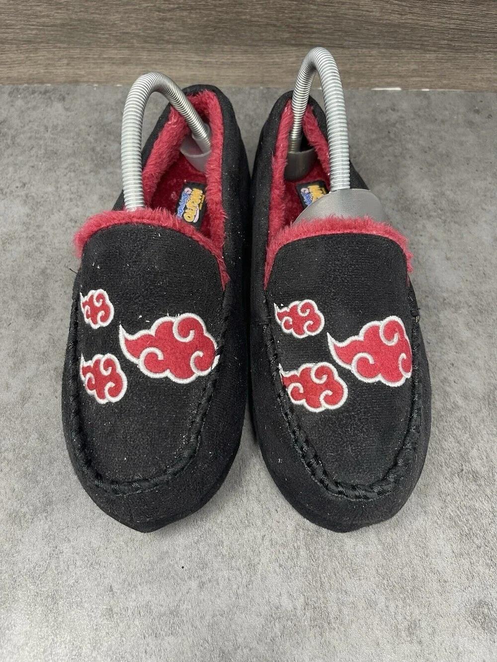 Natuto Shippuden Akatsuki Slippers Mens Size 7-8 Black Red Slip On Shoes